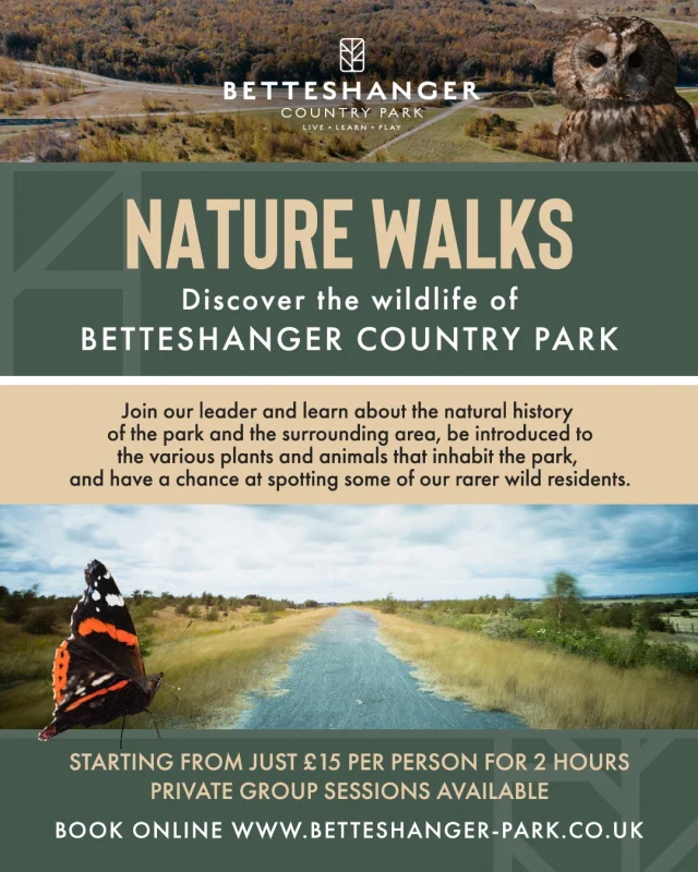🍃Nature Walks At Betteshanger Park

To join:
https://www.betteshanger-park.co.uk/event/nature-walks/
