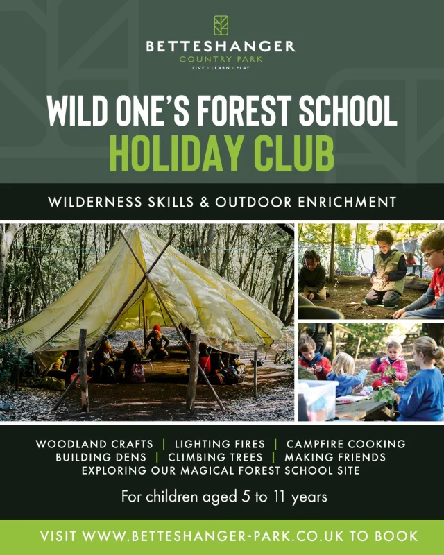 🌿 Holiday Club at Betteshanger! 🌿
📅 Tuesday 27th – Friday 30th May
🕘 9:00am – 3:00pm
📍 Betteshanger Park

Looking for an adventurous way to keep the kids busy this half term? Our Forest School Holiday Club is back — and it’s the perfect chance for children to explore, play, and connect with nature. 🪵🔥🌲

Led by experienced Forest School leaders, children will enjoy a week packed with:
✨ Den building
✨ Fire lighting
✨ Nature crafts
✨ Mud kitchens
✨ Wildlife discovery
...and plenty of fresh air and fun with friends!

📲 Limited spaces available – book now:
👉 https://www.betteshanger-park.co.uk/activities/forest-school/

#BetteshangerPark #ForestSchool #HolidayClub #HalfTermFun #OutdoorAdventures #NaturePlay #KentKids #DaysOutInKent