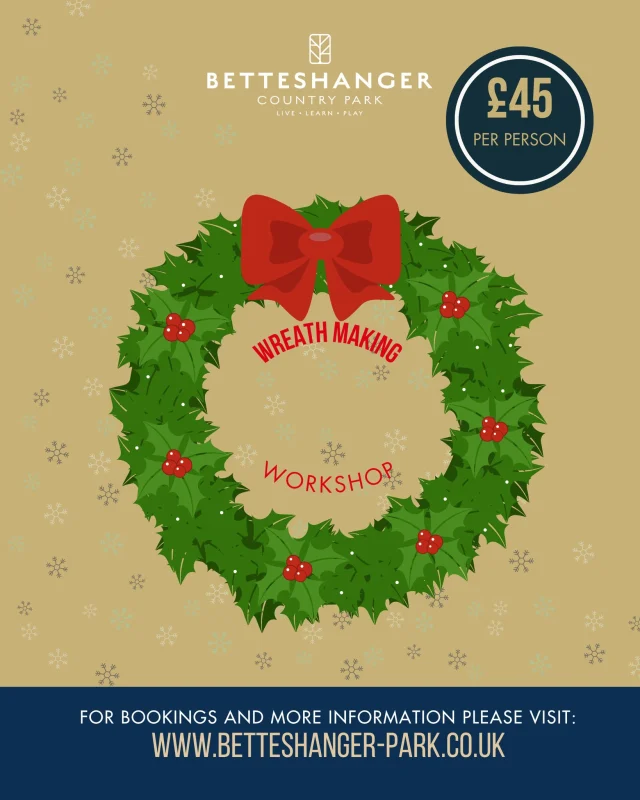🎄Join us at Betteshanger Park for a cosy and creative Wreath Making Workshop!

Surrounded by the beauty of nature, you’ll learn how to craft your own stunning festive wreath using natural, locally sourced materials. Guided by our friendly instructor @walledcottageflowers, you’ll create a beautiful decoration to take home and enjoy while soaking up the seasonal atmosphere.

More details - https://www.betteshanger-park.co.uk/event/wreath-making-workshop/

#christmasworkshop #wreathmaking #christmasvoucher #dealwreathmaking #kentwreathmaking #kentthingstodo