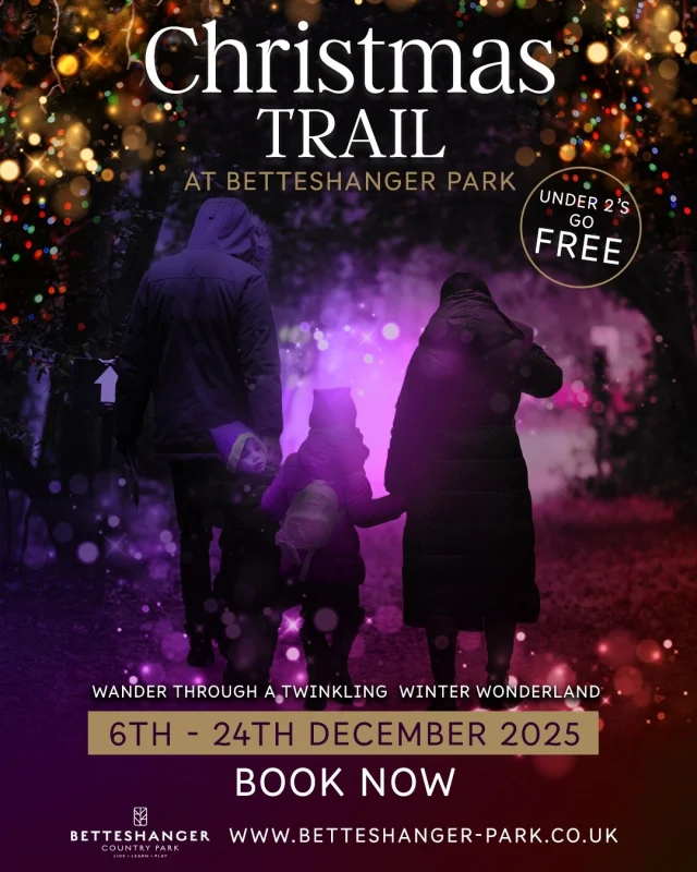 Step into the magic of the season at Betteshanger Park ✨🎄

Our Christmas Trail is back - a twinkling woodland walk filled with festive lights, cosy moments and the kind of Christmas magic you feel as soon as you arrive.

Perfect for families, little adventurers and anyone who loves that warm festive glow. Wrap up, wander through the trees and make memories that feel like Christmas. ❤️

🎟️ Book your trail slot now - https://www.betteshanger-park.co.uk/event/christmas-at-betteshanger-park/
📅 Running throughout December
📍 Betteshanger Park, Deal

Let the magic begin… ✨