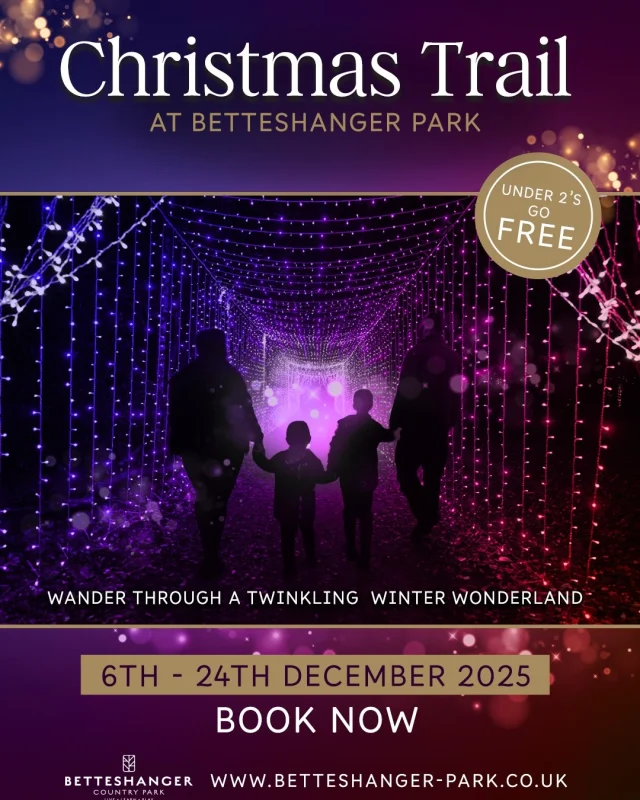 A festive week awaits! 🎄

✨ Step into the magic of our Christmas Trail - a twinkling adventure through Betteshanger Park perfect for families and little explorers.

And for those wanting an extra touch of Christmas wonder, Father Christmas will be waiting in his cosy grotto… but please remember, grotto visits require a separate ticket and aren’t included with the trail. 🎅💕

https://www.betteshanger-park.co.uk/events/