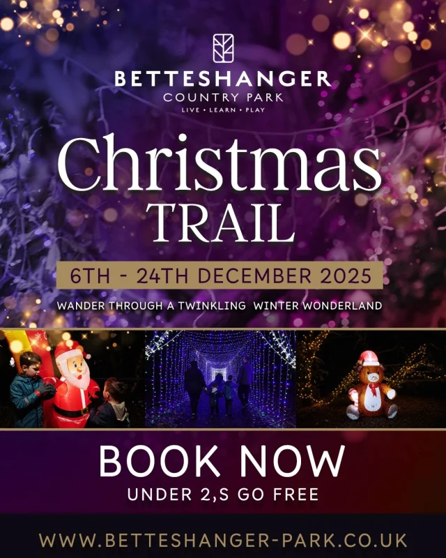 Christmas Trail and Father Christmas’s Grotto start tomorrow - let the festive magic begin. 🎄✨

https://www.betteshanger-park.co.uk/event/christmas-at-betteshanger-park/
https://www.betteshanger-park.co.uk/event/meet-father-christmas-in-his-grotto/