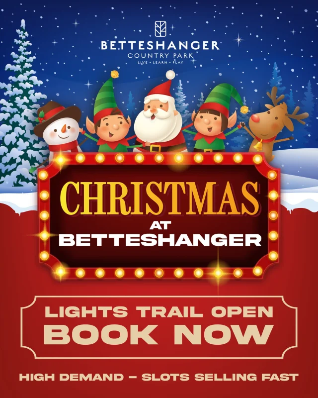 The Christmas Lights Trail is OPEN at Betteshanger Park

Follow the festive trail, soak up the Christmas atmosphere and enjoy a magical seasonal experience designed especially for families.

⏰ High demand – slots are selling fast
👉 Book now: https://www.betteshanger-park.co.uk/events/

#ChristmasAtBetteshanger
#BetteshangerCountryPark
#KentChristmas
#FamilyDaysOut
#ChristmasLights
#ThingsToDoInKent
#FestiveFun
