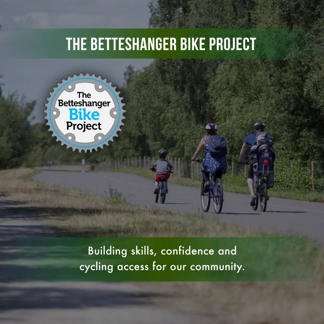 The Betteshanger Bike Project is based here at Betteshanger Country Park—helping build skills, confidence and cycling access for our community.

Whether you’re new to cycling, getting back into it, or just want to support something local and positive, this project is making a real difference.

Follow along and help us spread the word.