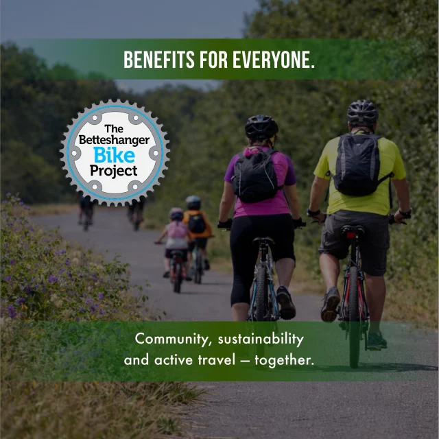 This is what community collaboration looks like:
cycling access, sustainability, and active travel—together.

The Betteshanger Bike Project helps more people get on two wheels and enjoy the Park in a healthier, more sustainable way.