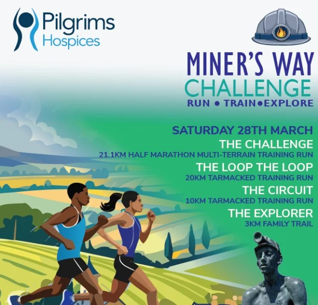 On Saturday 28 March, Pilgrims Hospices are hosting the brand-new Miner’s Way Challenge – an exciting running event celebrating east Kent’s proud mining heritage while raising vital funds for hospice care across our community.

Whether you’re an experienced runner or just want a fun family adventure, there’s a challenge for everyone:
• 21km Half Marathon – a multi-terrain route from Aylesham to Betteshanger
• 20km Loop Run – a fast, closed-loop challenge inside the park
• 10km Circuit – perfect for chasing a personal best
• 3km Explorer Trail – a fun family run around Betteshanger Park

Every step taken helps Pilgrims Hospices continue providing free, compassionate care to people across east Kent living with incurable illness.

💙 Come along, challenge yourself, and support an incredible local cause.

Find out more or enter here 👉
https://www.pilgrimshospices.org/event/minerswaychallenge/