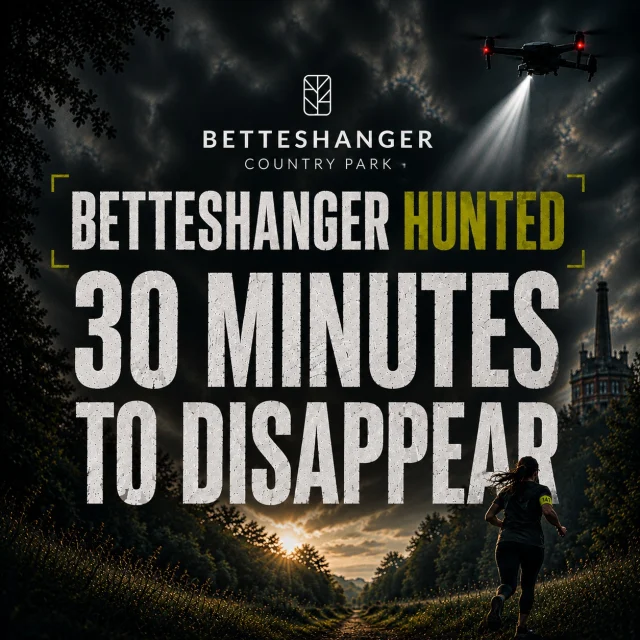 🏃 30 MINUTES TO DISAPPEAR.

Find somewhere to hide. Keep moving. Change your strategy. Do whatever you can to stay out of sight.

Because at 10am, the Hunters are coming.

They’ll have radio comms, enhanced optics, a buggy and drone surveillance helping them track you down.

If they find you, you’re out.

Still unfound at 1pm? You’ll earn an Unfound certificate and a place in the prize draw. 👀

📅 Saturday 10th October
🎟 £5pp | Family of 4 £15

Book now:
https://www.betteshanger-park.co.uk/event/betteshanger-hunted/