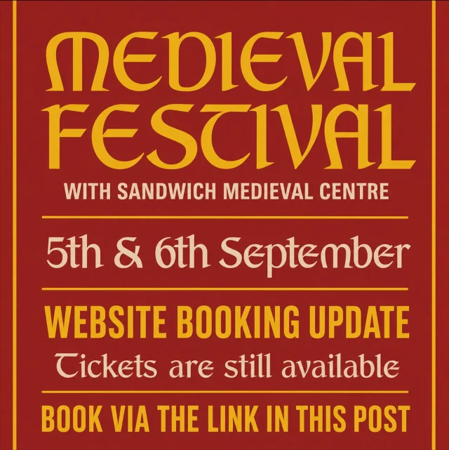 ⚔️ Booking for this weekend’s Medieval Festival ⚔️

We’re currently experiencing issues with the Betteshanger Park website. Tickets are still available and can be booked directly here:

https://fareharbor.com/embeds/book/betteshanger-park/items/618672/?full-items=yes&flow=no

Please share this link with anyone planning to attend!